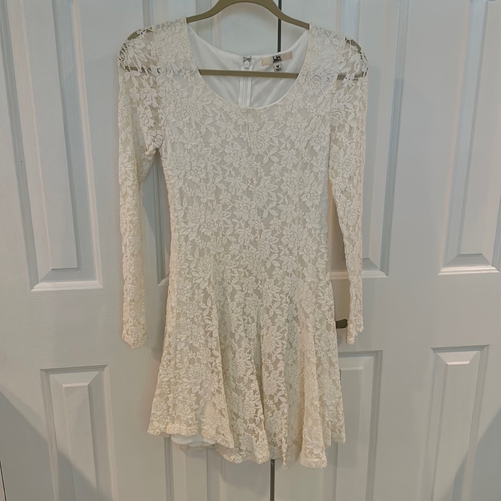 Off-white floral embroidered dress